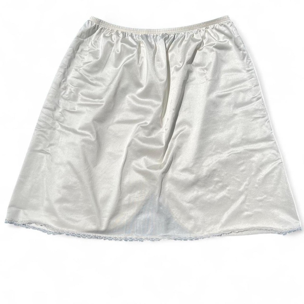Vintage Vanity Fair Ivory White Mini Slip Skirt Lace Trim